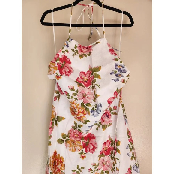 NWD Reformation Selia Linen Midi Dress Size XL Backless Floral Ties - Picture 5 of 16